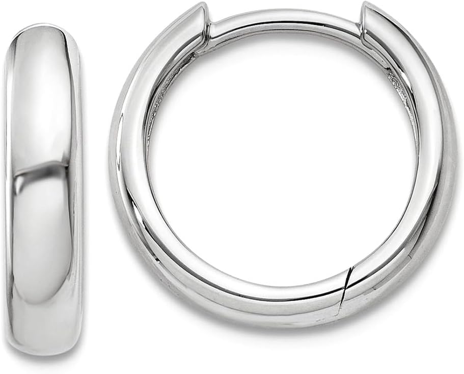 Generic 14k White Gold Polished Hinged Hoop Earrings 10x3mm Wide