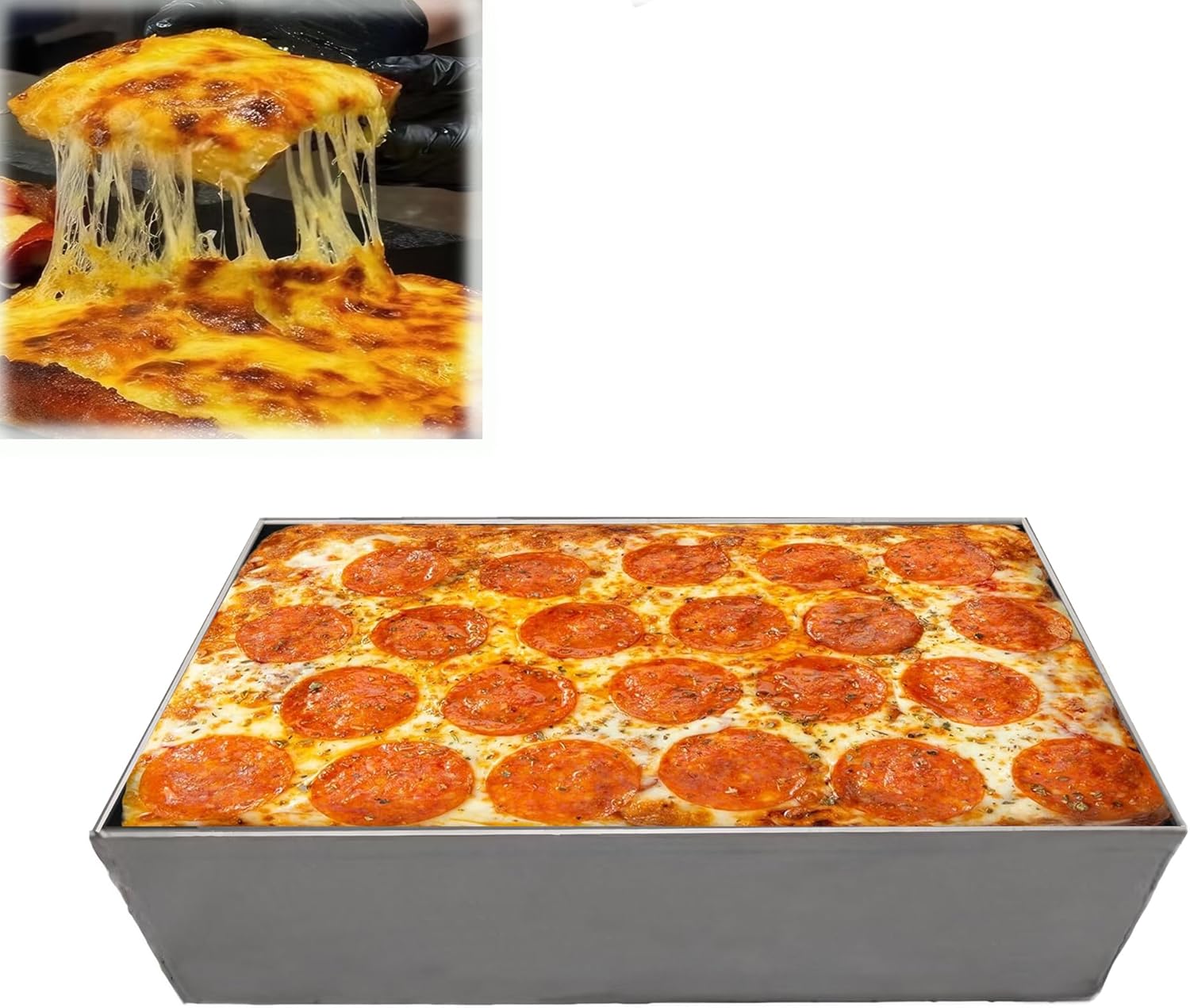 IULAVP Detroit Style Pizza Pan: Aluminum Pizza Pan with Lid, Deep Dish Pizza Pan for Home Oven, Pre-Seasoned Non-Stick Coating, 8X10X2.4-Inch