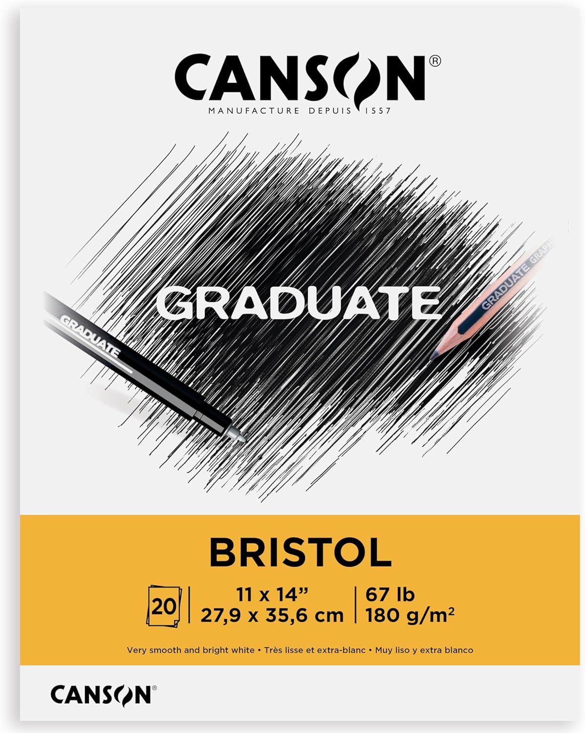 Canson Graduate Bristol Pad, Foldover, 11x14 Inch, 20 Sheets