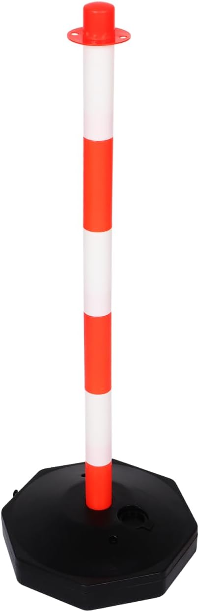 ULTECHNOVO 32" Traffic Delineator Post with Water/Sand Fillable Base, Orange Reflective Safety Cones Parking Barrier for Driveway, Portable Bollard Stanchions for Crowd Control (1 Pack, No Chain)