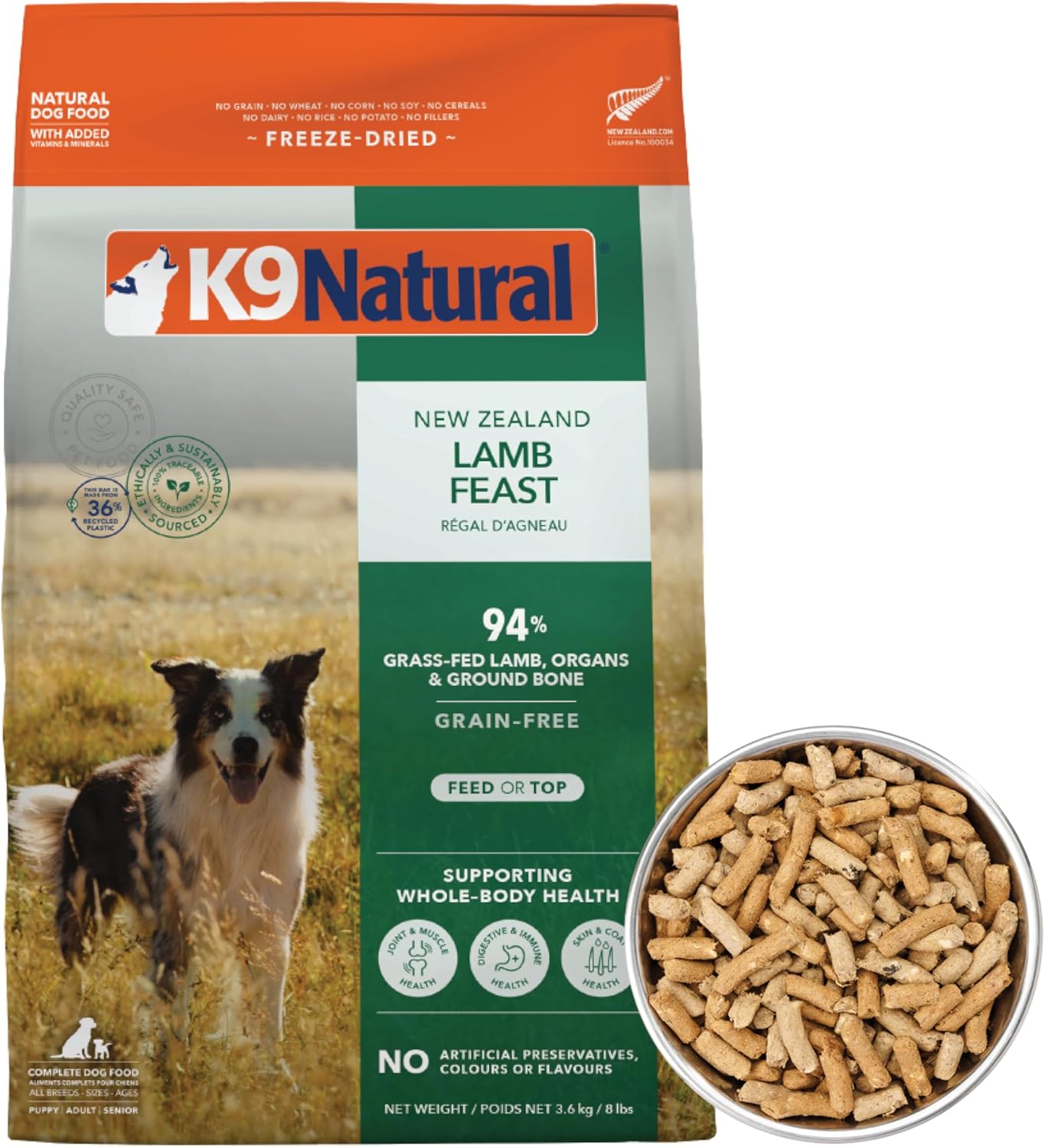K9 Natural - Grain Free Freeze Dried Dog Food - Lamb, 8lb