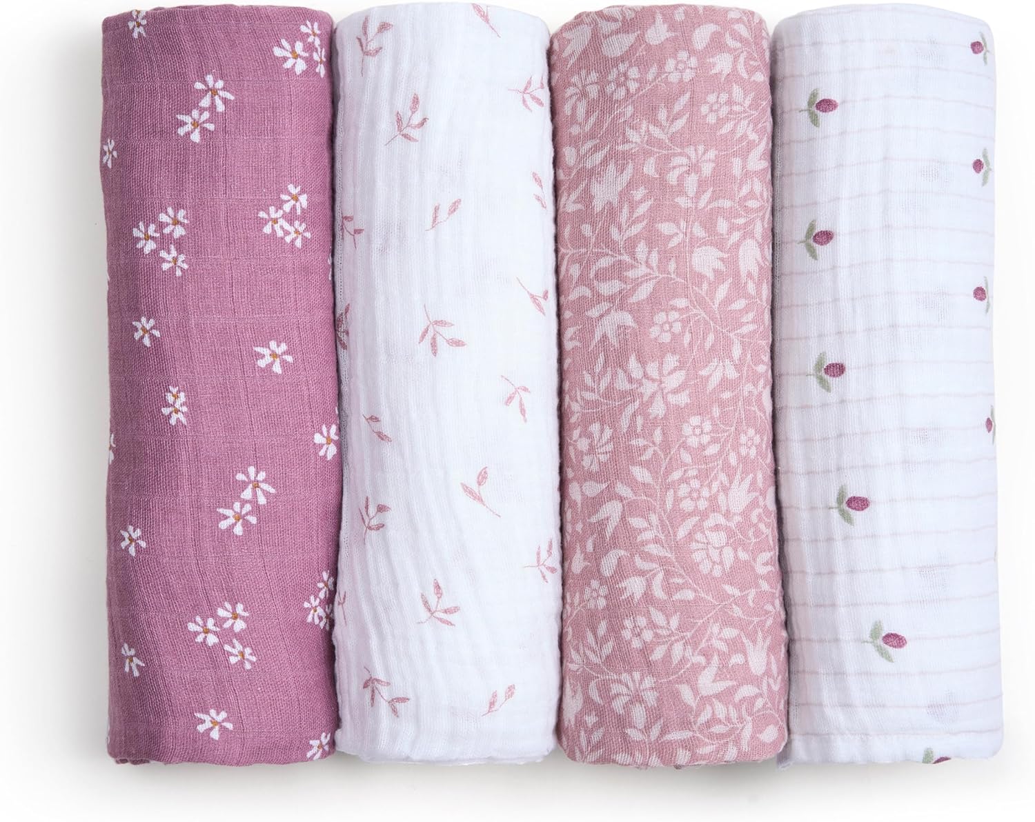 aden + anais 100% Organic Cotton Muslin Swaddle, Breathable Baby Blanket, Ideal for Boys, Girls, Newborns, Babies & Infants, Receiving Blanket, Lightweight Wrap, 4 Pack, Heritage Floral