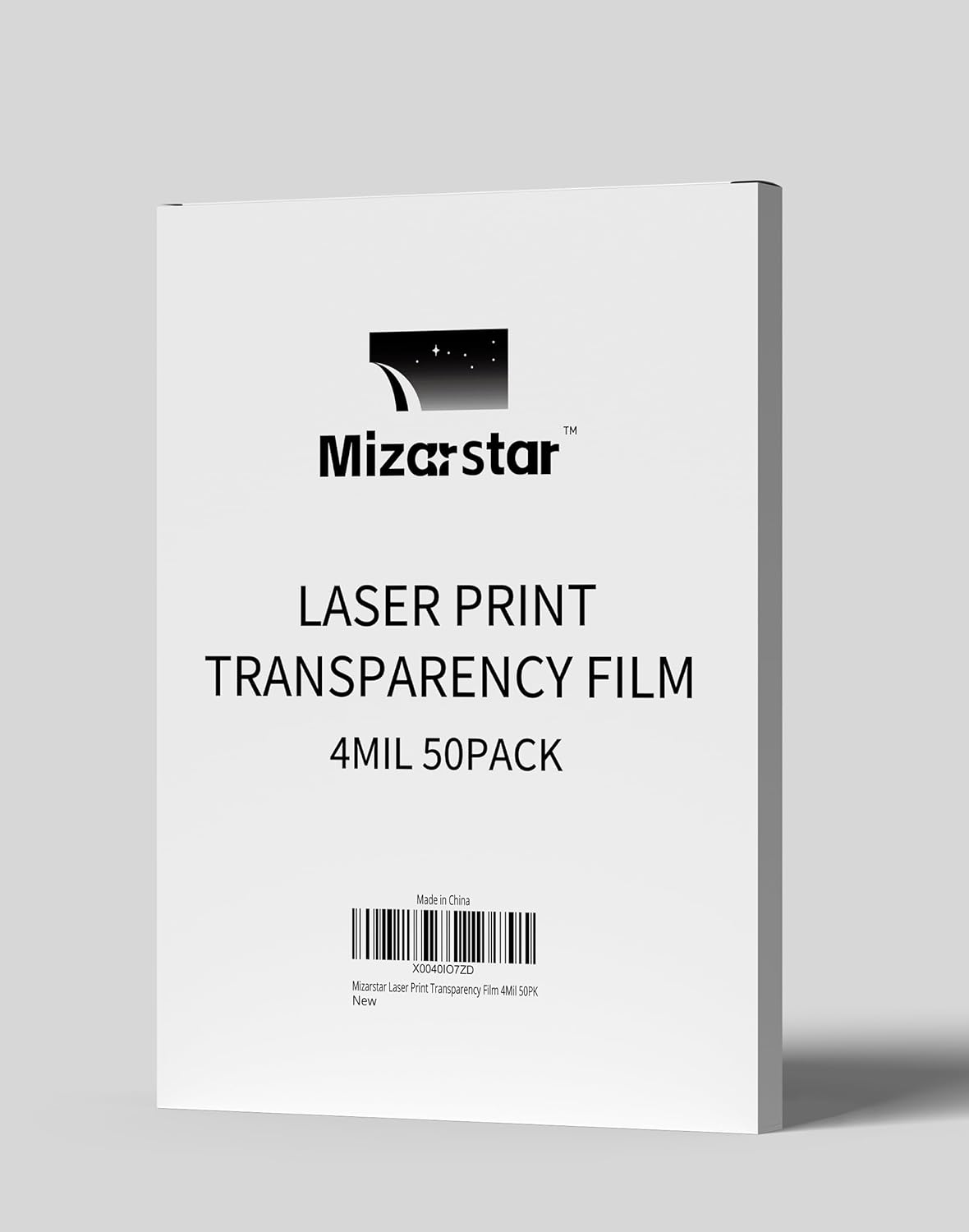 Mizarstar Transparency Film for Laser Jet Printer and Copier, 8.5 x 11 in, 50/Pack