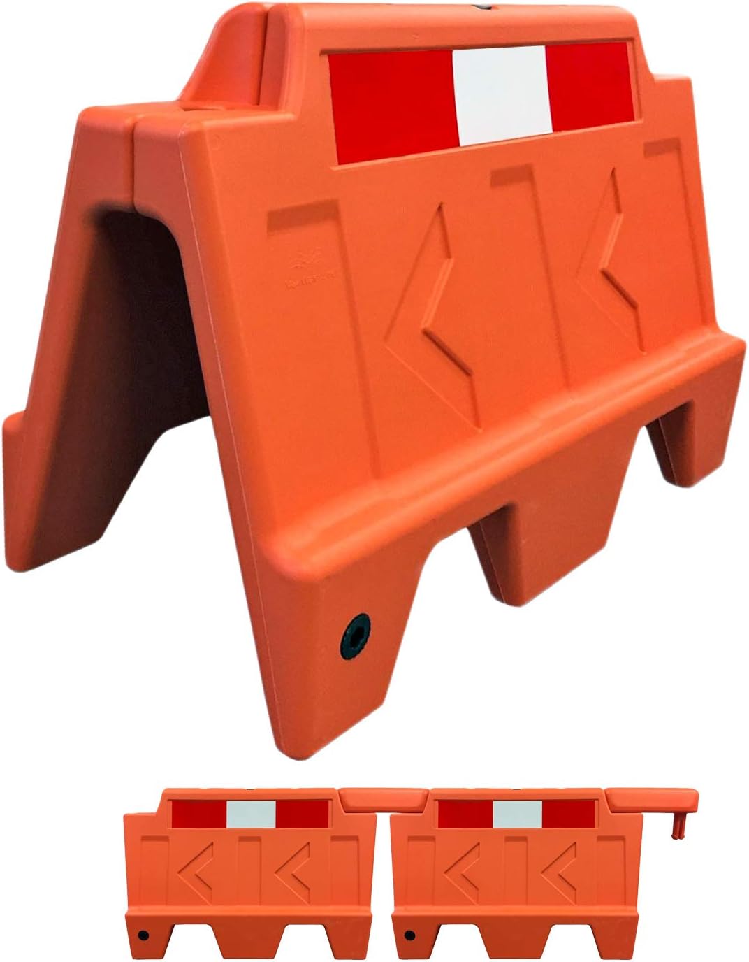 Electriduct Stackable Water Fillable Traffic Safety Plastic Barricade 3 Feet Orange Polyethylene Vehicle Portable Barrier - Pack of 2