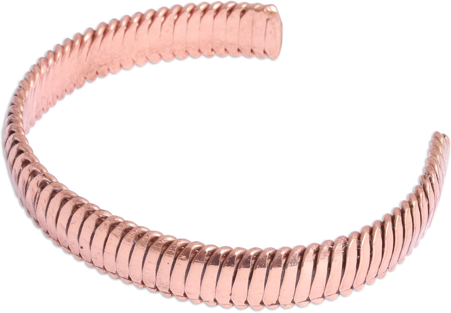 NOVICA Artisan Handcrafted Copper Cuff Bracelet from Mexico No Stone Recycled [5.75 in L (end to End) x 0.4 in W] ' Brilliant Sheen'