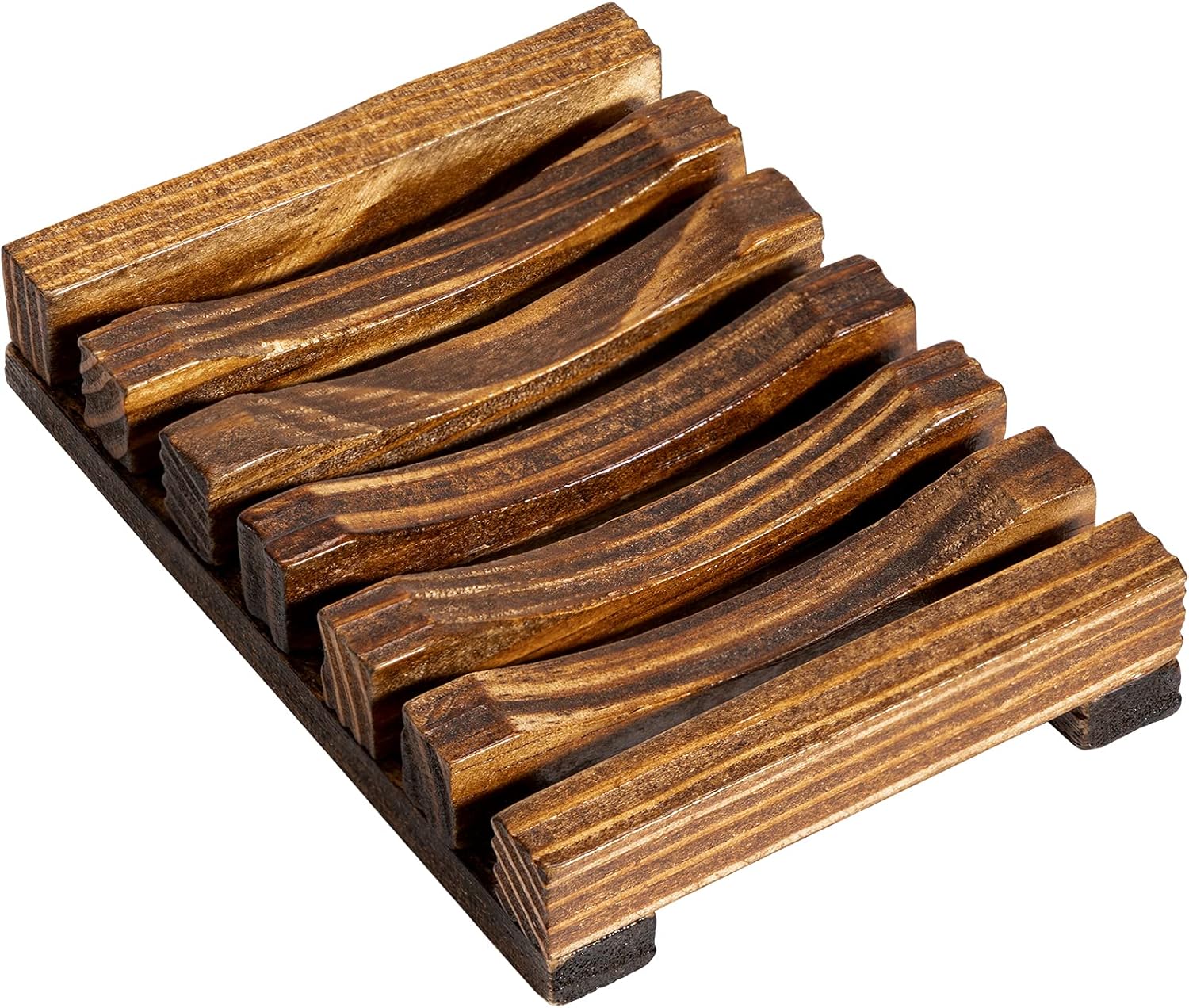 Rainspire Soap Dish Holder, Natural Wooden Soap Case, Hand Craft Soap Dish Soap Saver Holder Soap Tray for Bathroom, Soap, Sponges, Scrubber (Charcoal)
