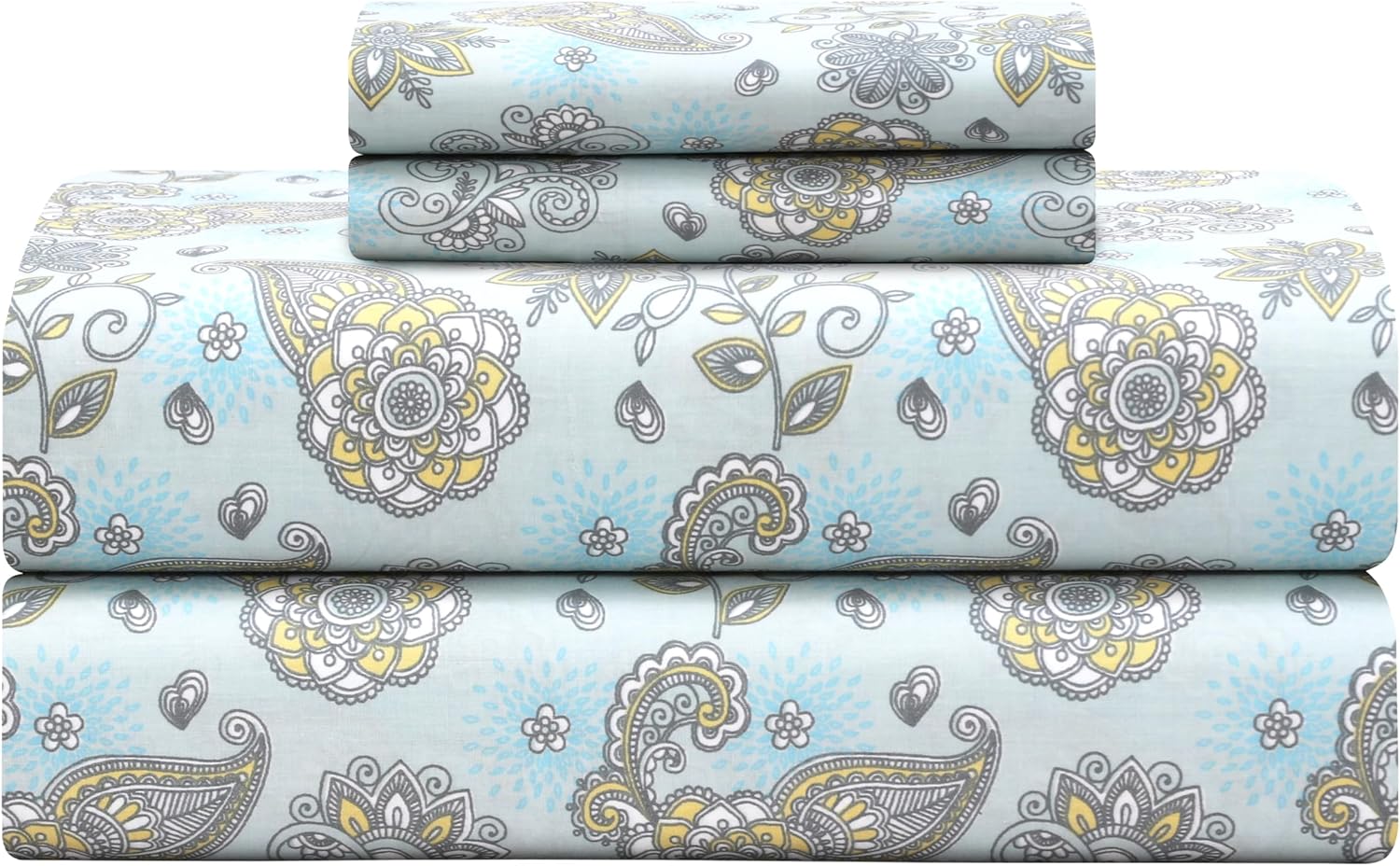 Feather & Stitch Softest 100% Cotton Sheets, 300 Thread Count Percale Weave Bedding, 16" Deep Pocket, Cooling Sheets, Breathable Bed Set, Hotel Premium Quality (Queen, Granite Green)
