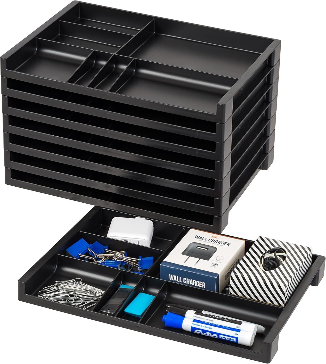 Stacking Desktop Organizer Tray 8-Pack