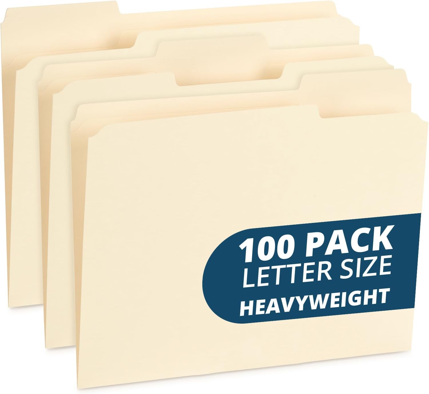 Blue Summit Supplies 100 Reinforced File Folders, 1/3 Cut Tab, Letter Size, Manila, Heavy Duty 14PT Paper, 100 Pack
