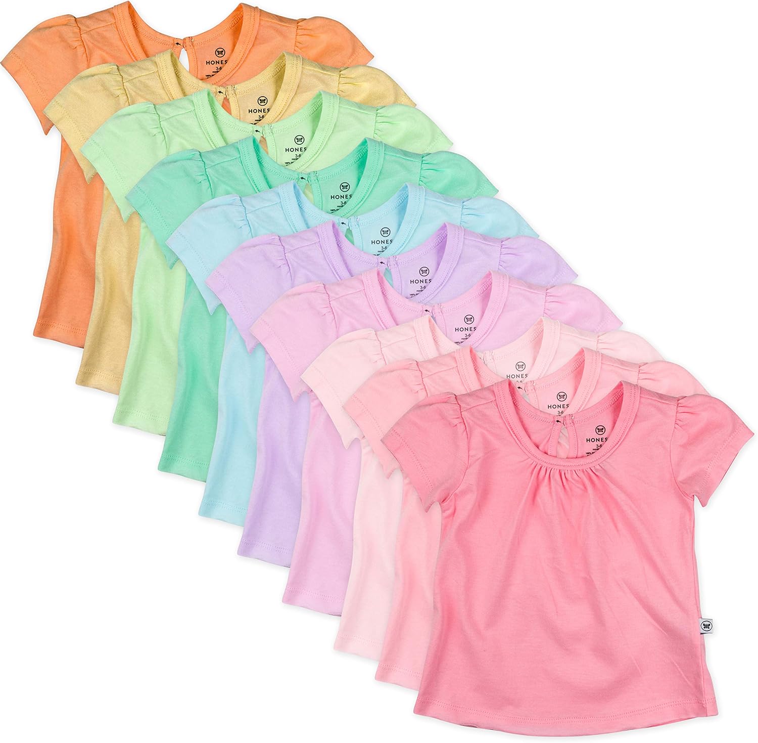 HonestBaby Multipack Short Sleeve T-Shirt Tee 100% Organic Cotton Infant Baby, Toddler, Little Kids Boys, Girls, Unisex