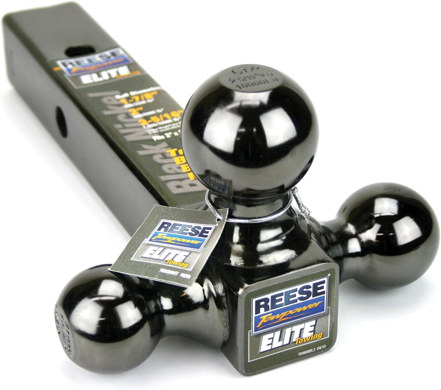 Reese Towpower 7039800 Tri-Ball Trailer Hitch Ball Mount, 1-7/8 Inch, 2 Inch, 2-5/16 Inch Trailer Hitch Balls, Fits 2 Inch Square Receiver, 10,000 lbs. Capacity, Resistance to Rust and Corrosion