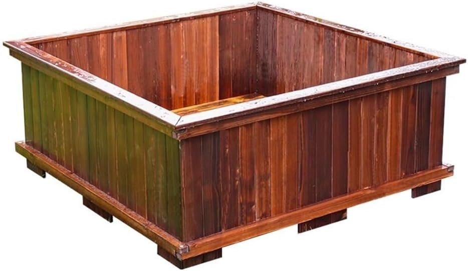 RNBEmU Large Square Garden Planter Box, Outdoor Wooden Flower Pot for Patio Balcony