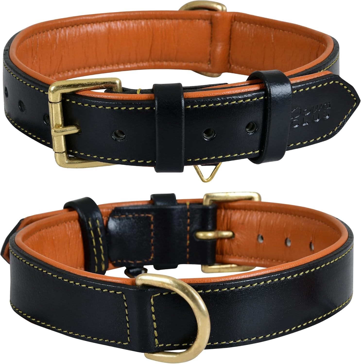 Generic Leather Dog Collar for Medium Dogs, Black, 1 Inch Wide, Genuine Full Grain Leather, Heavy Duty with Soft Inner Padding, Comfortable and Durable (Medium (Fit Neck Size 14.5"-18.5"), Black)