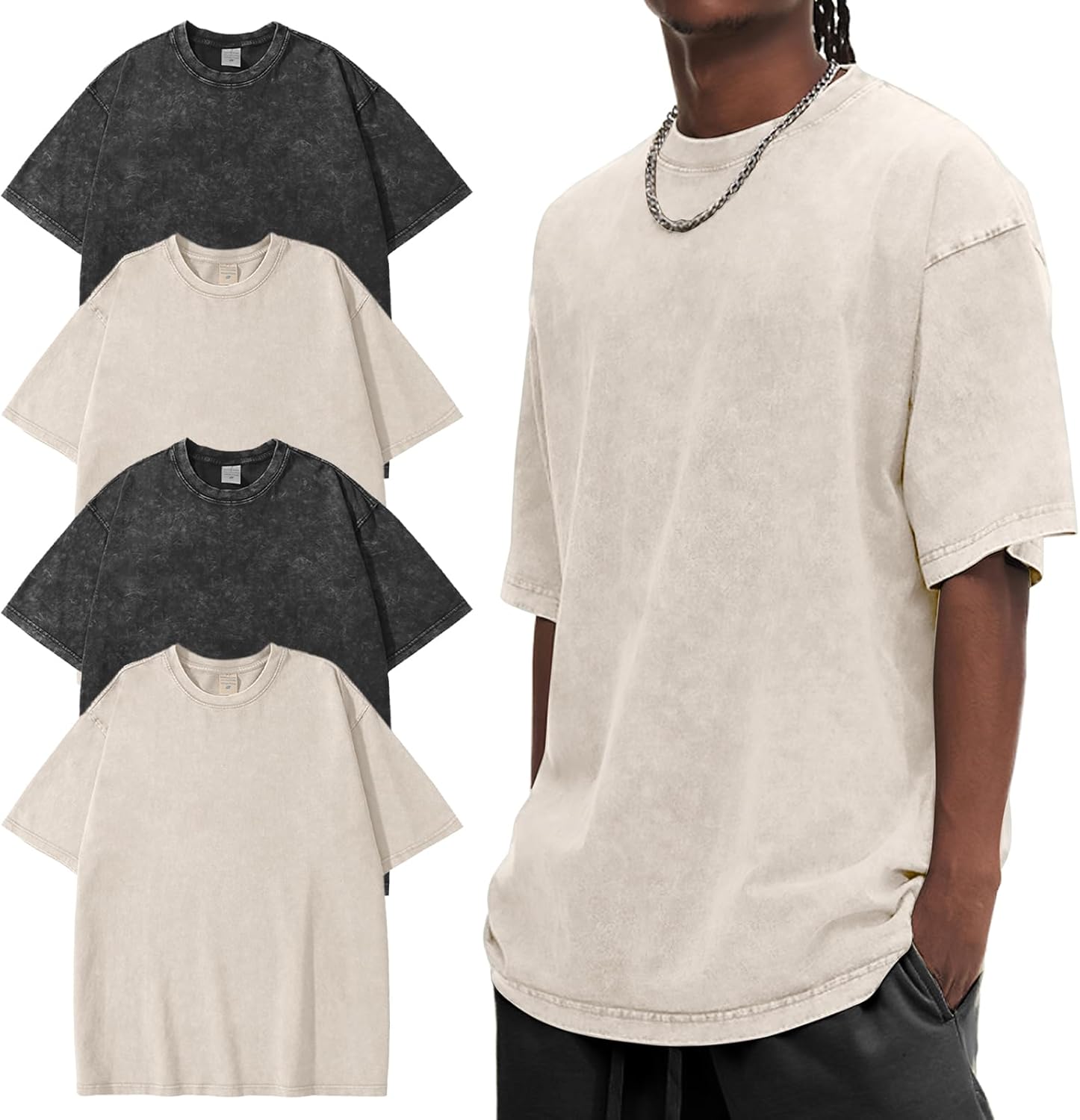 Eiscntd Men's Oversized T-Shirts Heavyweight Cotton