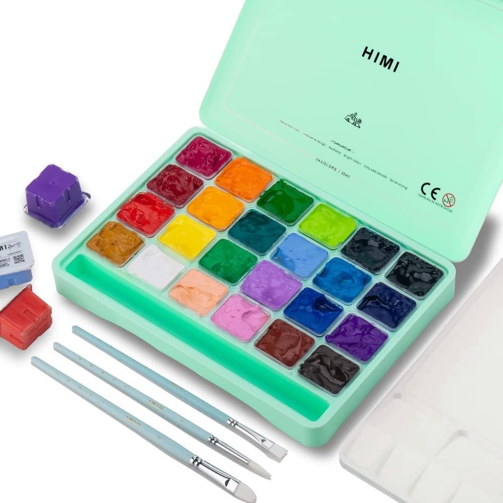 HIMI Gouache Paint Set, 24 Colors x 30ml