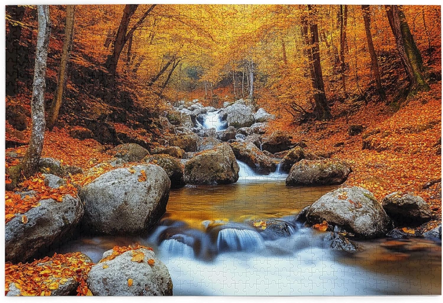 Vextrovia Photography Autumn Wooden Puzzle Jigsaw Art, Timelapse - Woodland Stream Puzzles for Adults 1000 Pieces, Creative Activity Hobbies for Adults, Enjoy The Beautiful Scenery, Relax Yourself