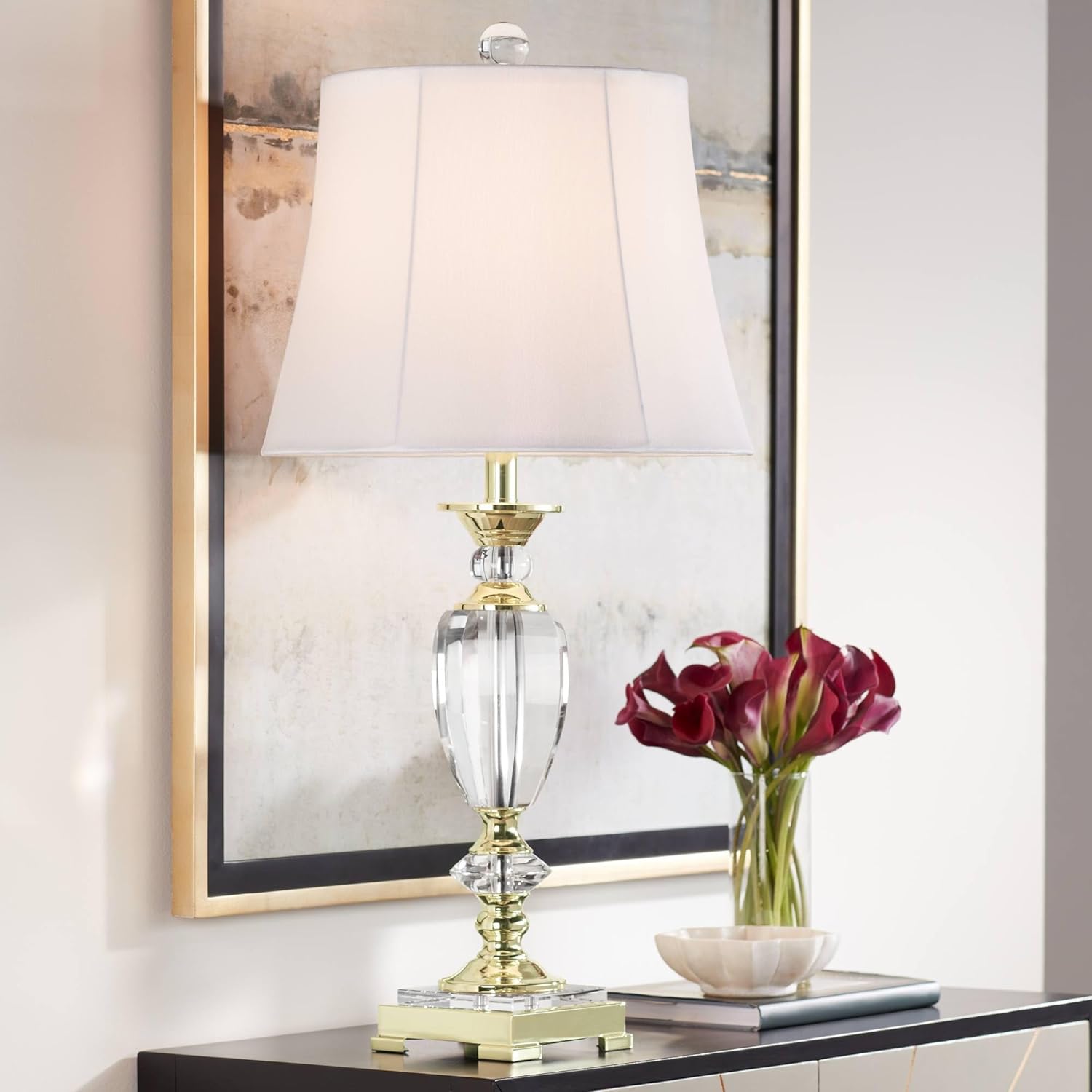 Vienna Full Spectrum Traditional Table Lamp 31" Tall Brass Gold Crystal Accents