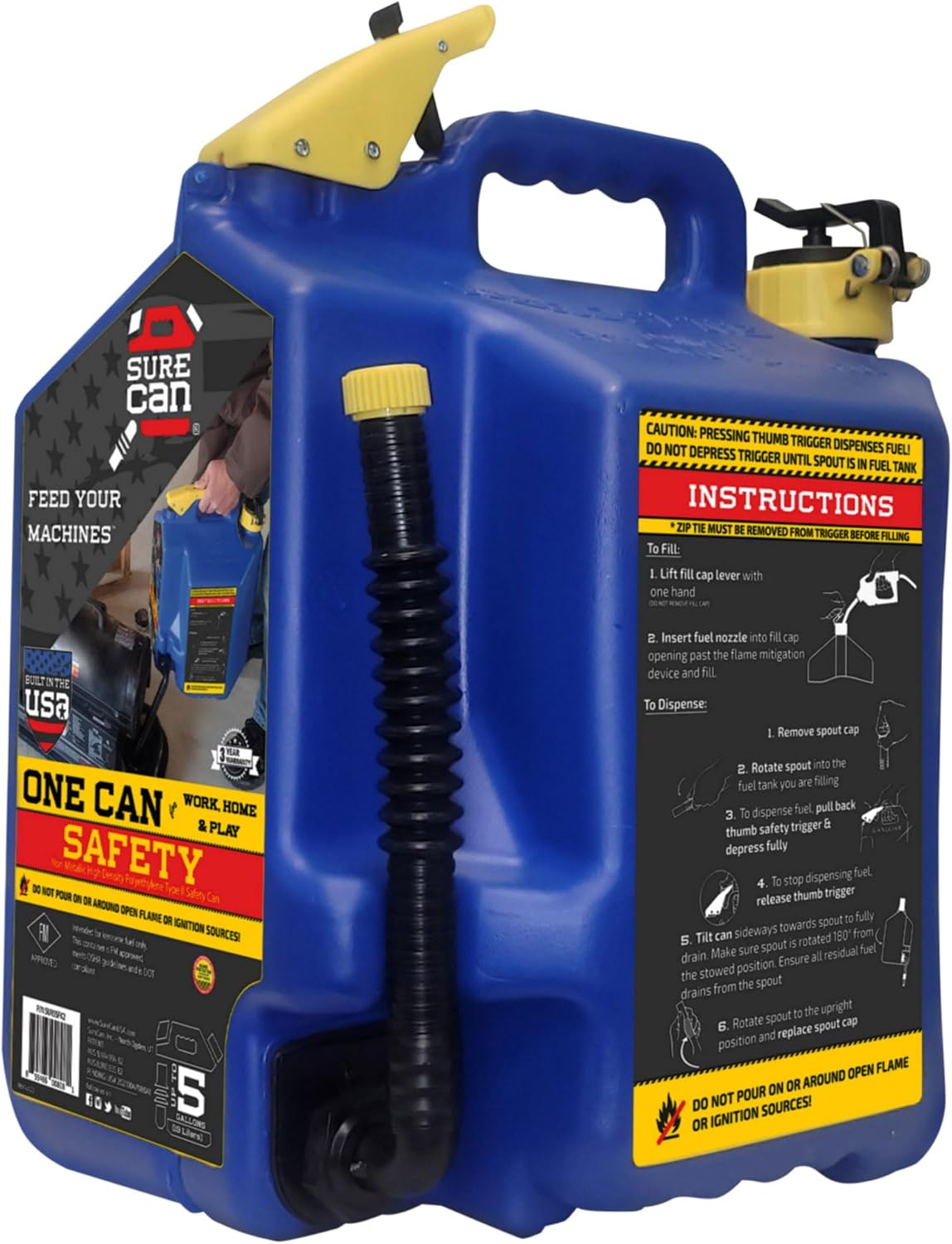 Surecan 5 Gallon Type II Safety Can - Rotating Spout, Spill-Free