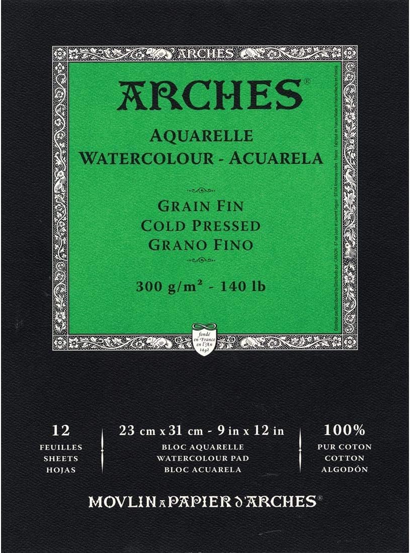Arches Watercolor Paper Pad, 140 pound, Cold Press, 9"x12"