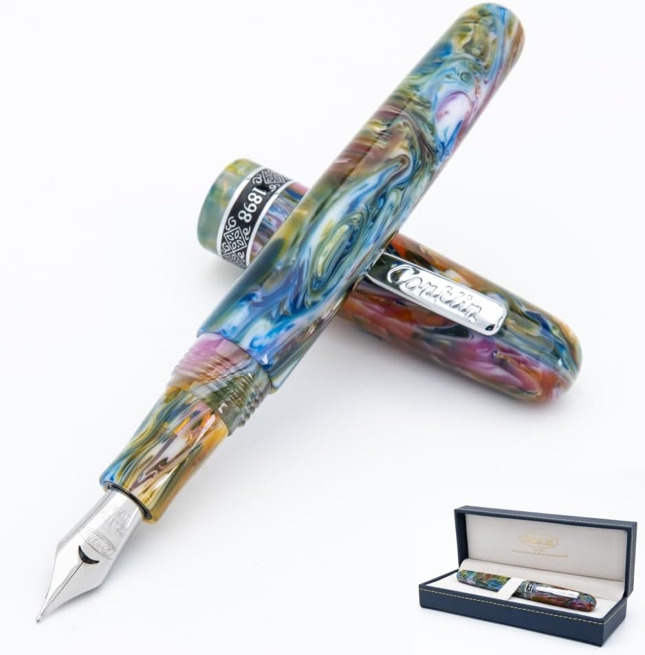 Conklin 1898 Fountain Pen, Misto Green - Fine Nib | Luxury Writing Instrument with Unique Resin Blend | JoWo Stainless Steel Nib Made in Germany | Ideal Gift for Pen Lovers