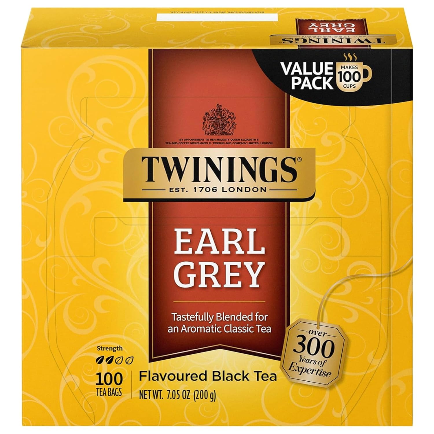 Twinings Earl Grey Black Tea Individually Wrapped Bags, 100 Count (Pack of 1)