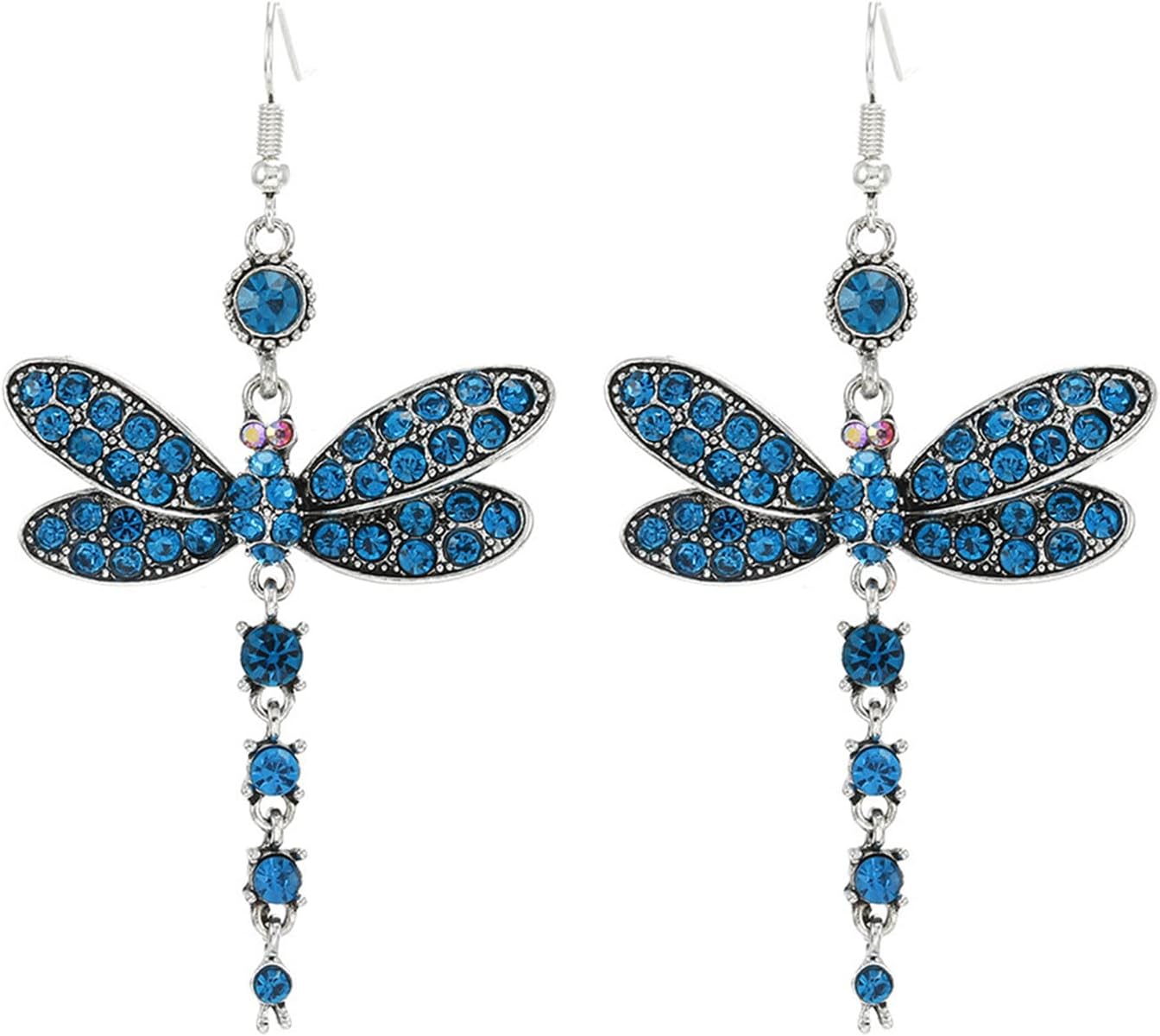 unknown Dragonfly Crystal Dangle Earrings for Women