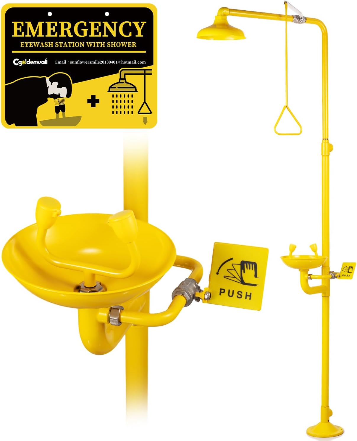 CGOLDENWALL Emergency Shower Eye Wash Station