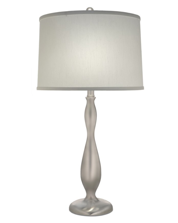 Contemporary Satin Nickel Table Lamp, 28-Inch