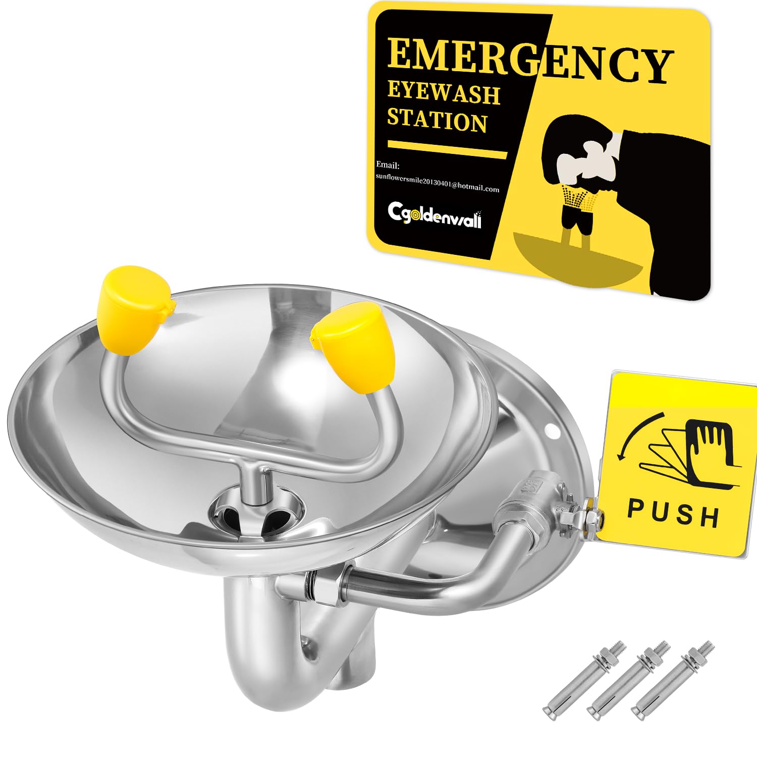 CGOLDENWALL Eye Wash Station Wall Mounted