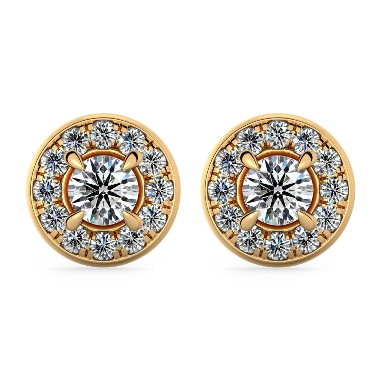Norme de Danhov Halo Diamond Earrings in 14k Yellow Gold