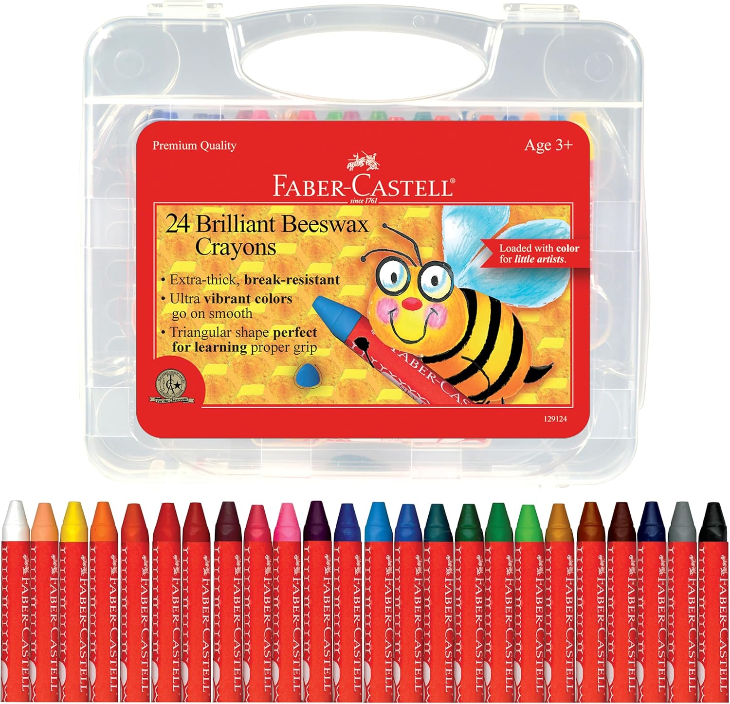 Faber-Castell Beeswax Crayons in Durable Storage Case, 24 Vibrant Colors