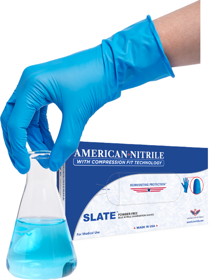 SLATE Blue Nitrile Lab & Exam Gloves, Box of 100