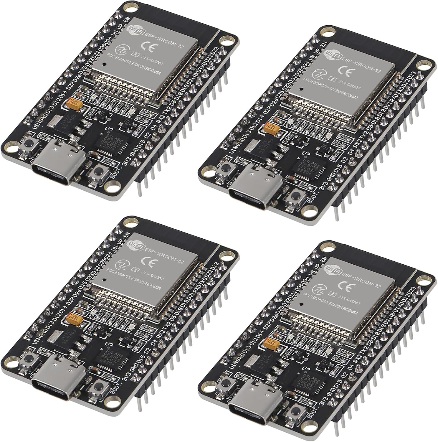 Generic 4Pcs ESP32 CP2102 Type-C Development Board 2.4G WiFi Bluetooth Module 30Pin ESP-WROOM-32 Dual Core ESP-32 ESP-32S NodeMCU Development Board Microcontroller Processor