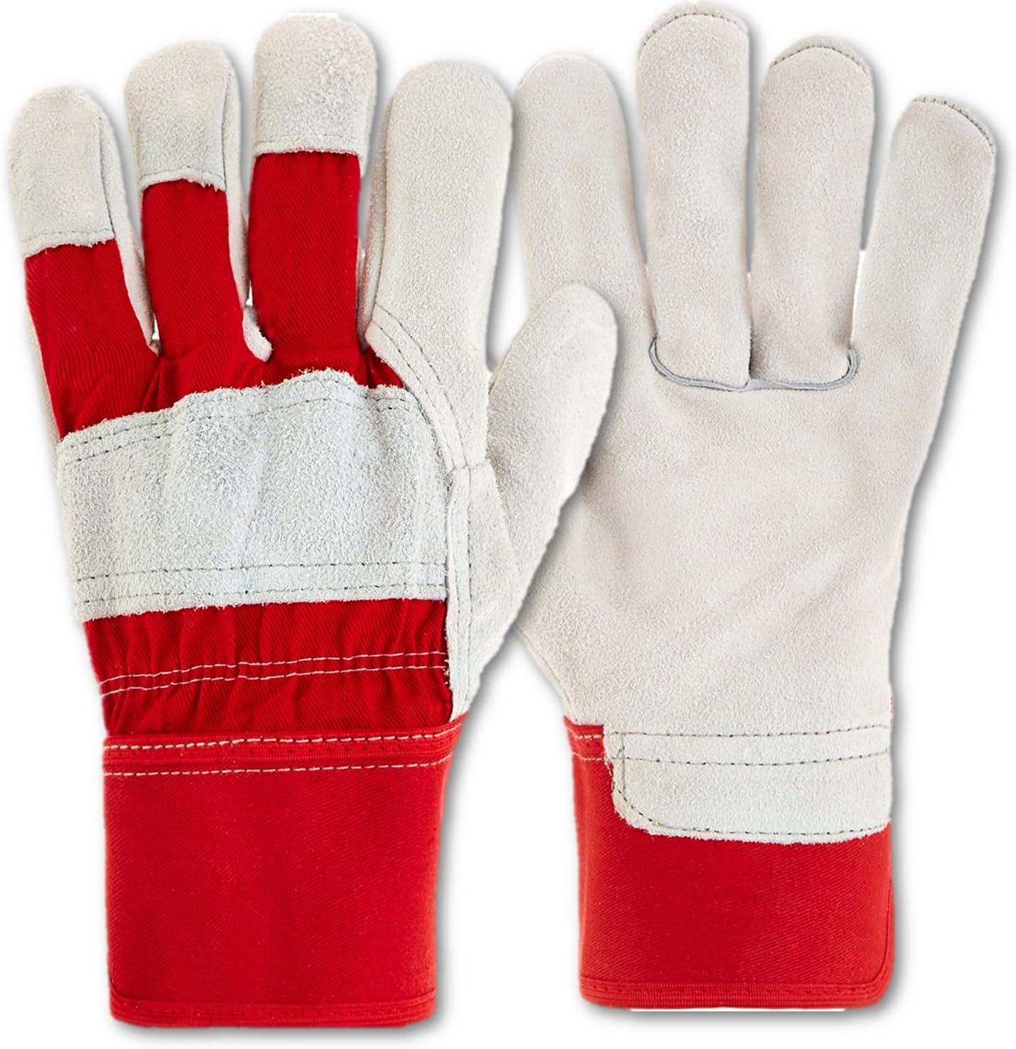 Generic Leather Work Gloves, Heavy Duty Rigger, Split Leather Safety Gauntlet, Canadian Style - Size XL/10, Pack of 5 Pairs
