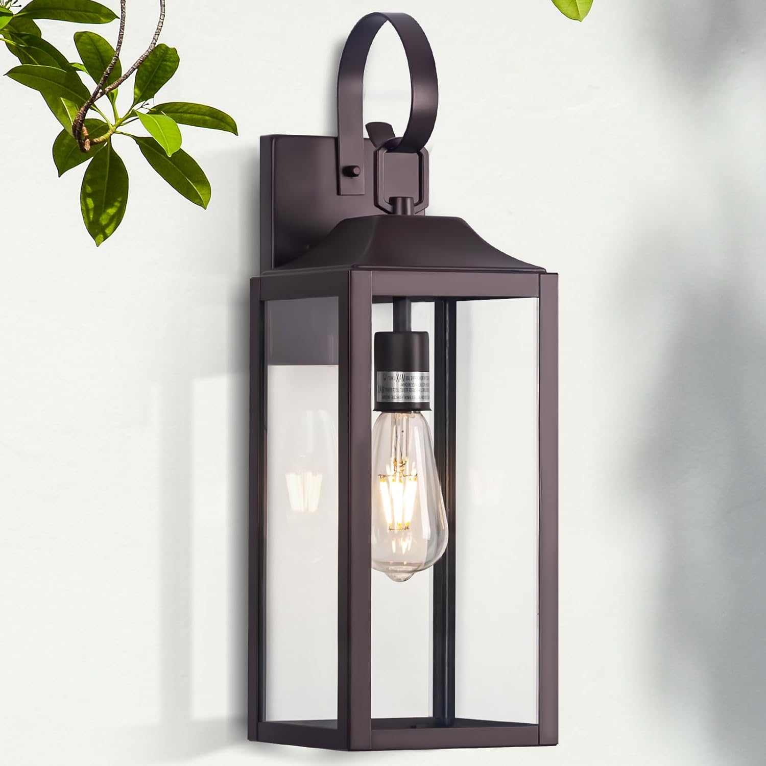 Yolsunes Large Bronze Outdoor Wall Lantern 19", Outside Farmhouse Wall Sconce Light Fixture Oil-Rubbed Bronze, Industrial Wall Mount Light Waterproof, Modern Porch Lighting Exterior Lamp for House