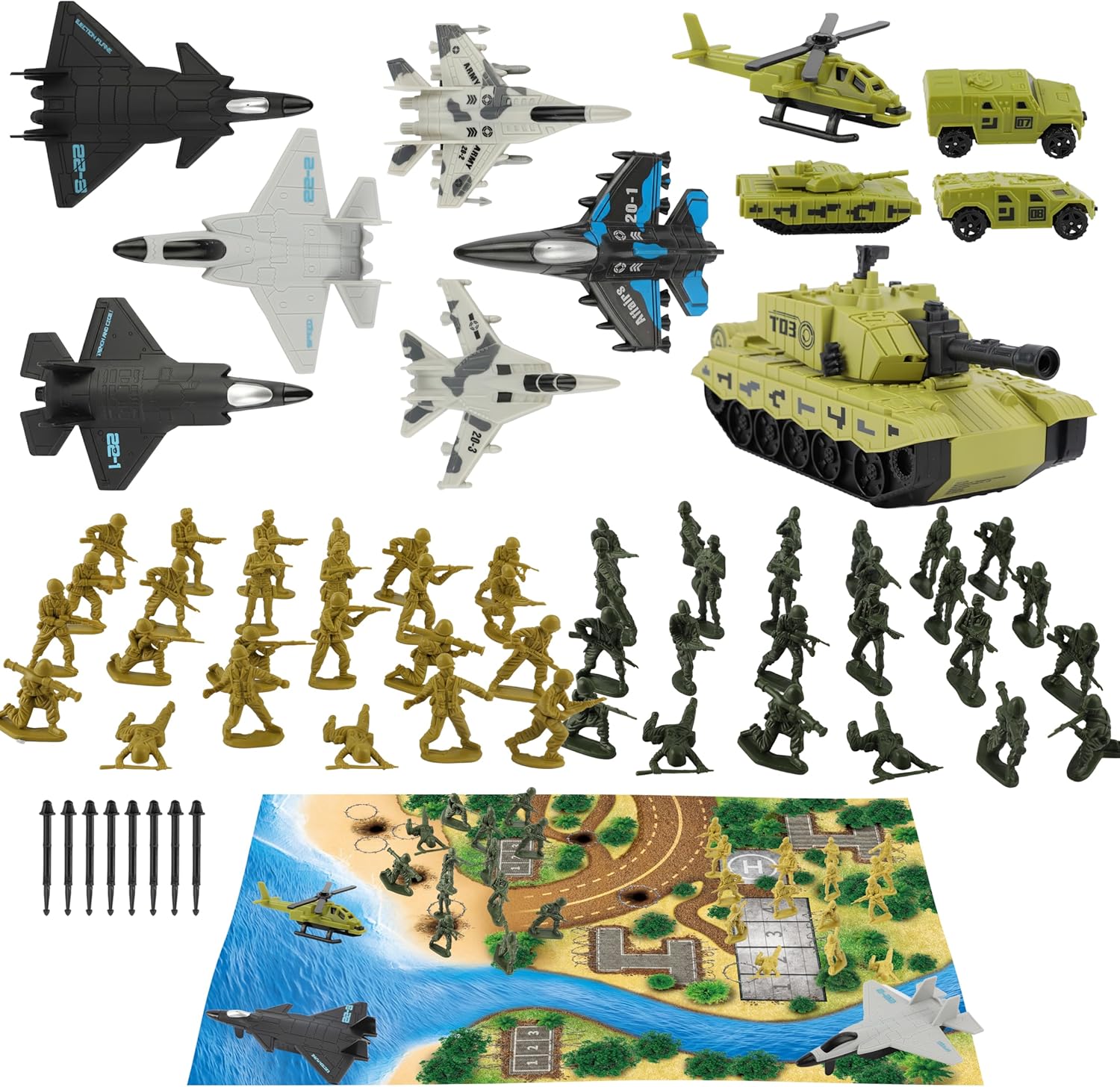 TOY Life Army Men Toy Set, Green Plastic Soldiers Playset