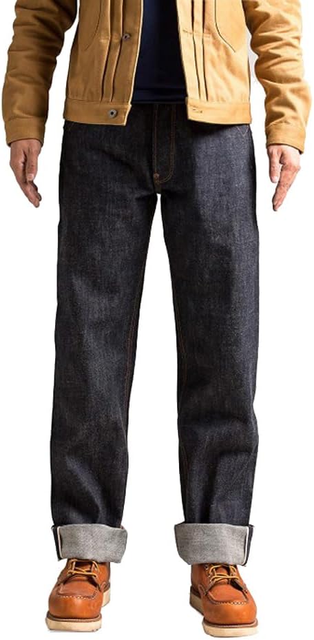 Red Tornado Vintage 16.5oz Men's Jeans Relaxed Fit Straight Leg Heavyweight Raw Selvedge Denim Pants Buckle Back L30W28