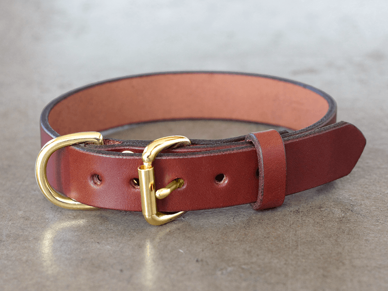 Reverse Ring Leather Dog Collar