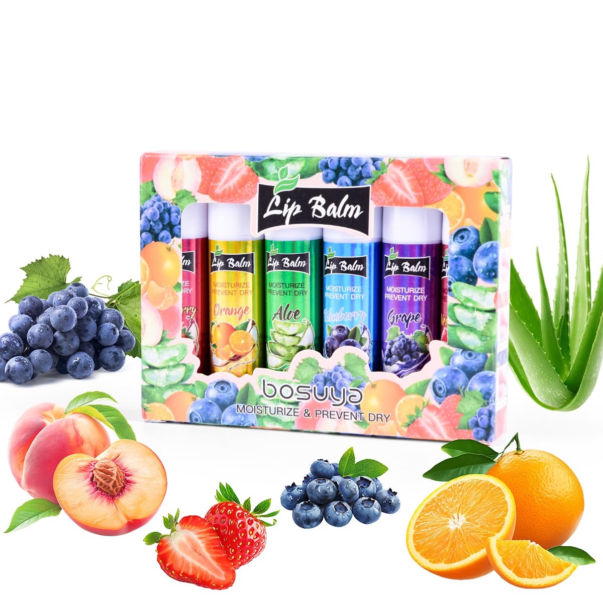 Generic Fruit flavor lip balm,6 pack Natural Soft All-Day Moisturizer with Vitamin E and Coconut Oil,100% Natural & Organic Lip Balm Sticks for repair chapped lips or dry lips