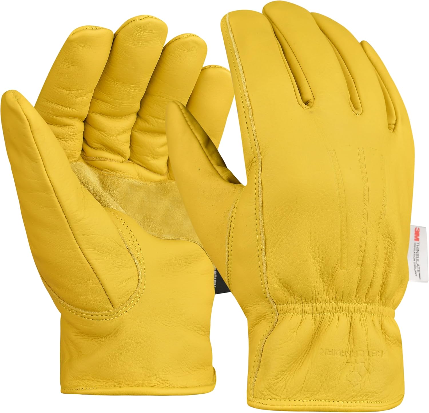 FCI Heavy Duty Cowhide Leather Safety Work Gloves for Men & Women | Waterproof Working Glove (Lined 100g, Small)