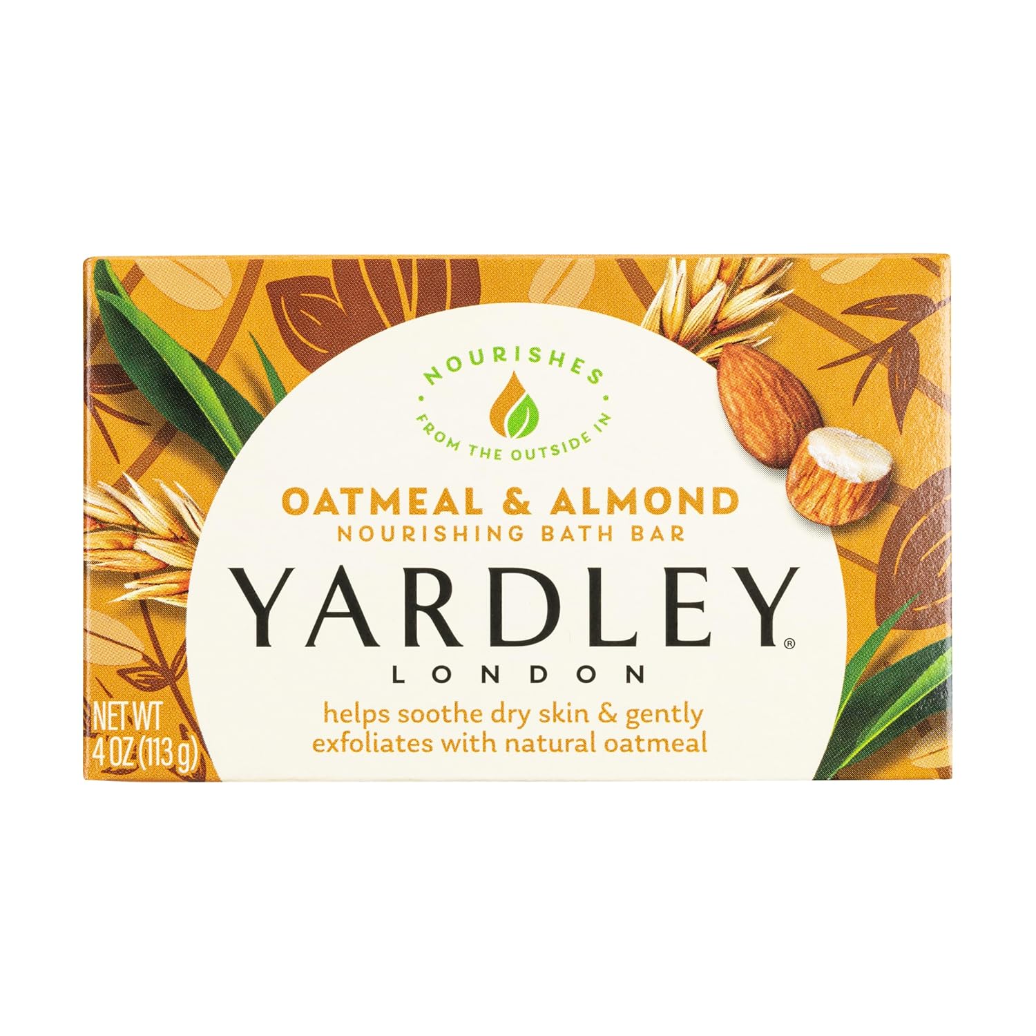 Yardley London Yardley Oatmeal and Almond Bar Soap, Oatmeal & Almond, 4 Ounce