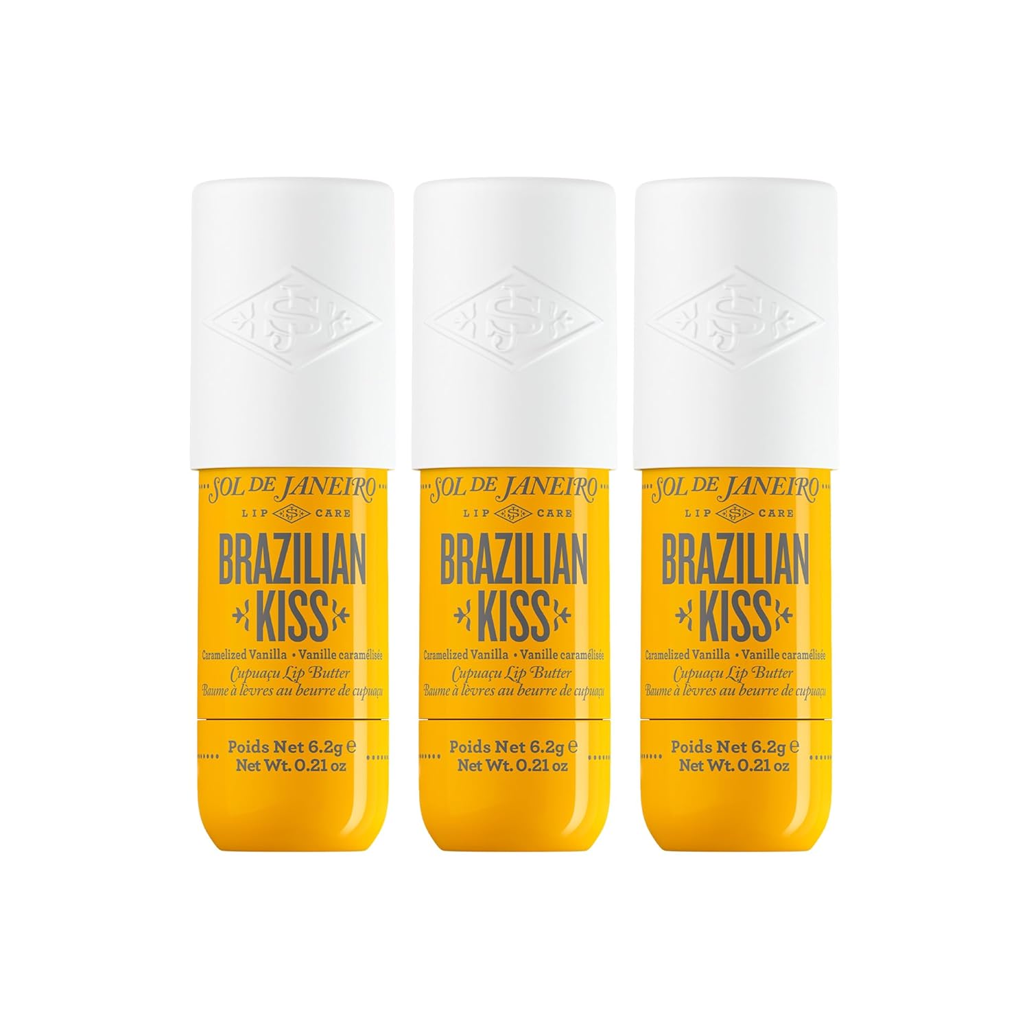 Sol de Janeiro Brazilian Kiss Vegan Formula Hydrating Lip Butter Balm (Pack of 3)