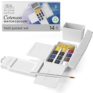 Winsor & Newton Cotman Watercolor Paint Set, Field Pocket Set, 12 Half Pan