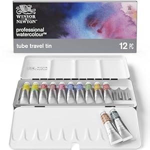 Winsor & Newton Professional Watercolor, Lightweight Sketchers' Box, 12 x 5ml Tubes