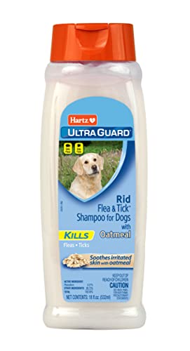 Hartz UltraGuard Rid Flea & Tick Oatmeal Dog Shampoo, 18 oz Bottle