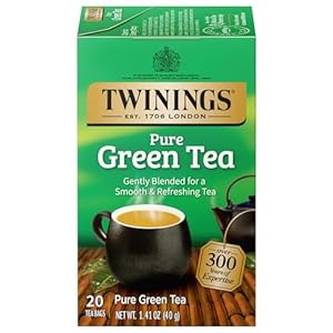 Twinings Pure Green Tea Individually Wrapped Bags, 20 Count