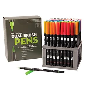 Tombow Dual Brush Pen Art Markers, 96 Color Set with Desk Stand