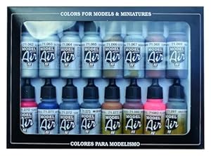 Vallejo Metallic Set Model Air Paint, 17ml, Multicolor (Pack of 16)