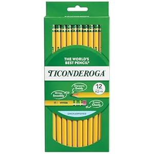 Ticonderoga Wood-Cased Pencils, Unsharpened, 2 HB Soft, Yellow, 12 Count