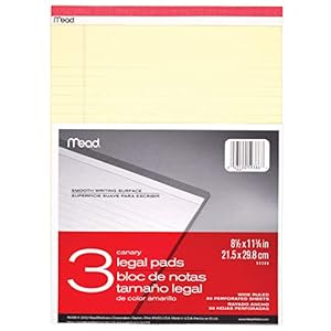 Mead Legal Pads, Wide Ruled, 8-1/2 x 11-3/4, 50 Sheets, 3 Pack (59386)